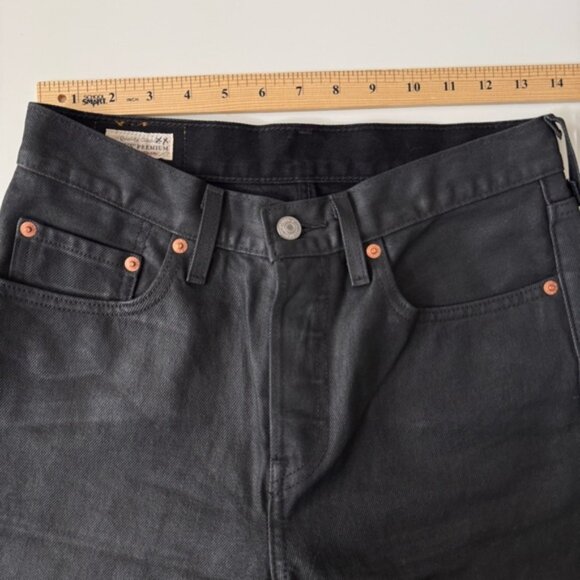 Levi’s 501 Wax Coated Straight Leg 💯% cotton Posh Party Black Women’s size 27 - Picture 12 of 15